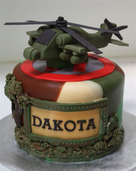 Discover how to carve a tank out of cake from the amazing decorating. Apache helicopter cake with camo fondant and helipad. | Helicopter cake, Army cake, Cake designs ...