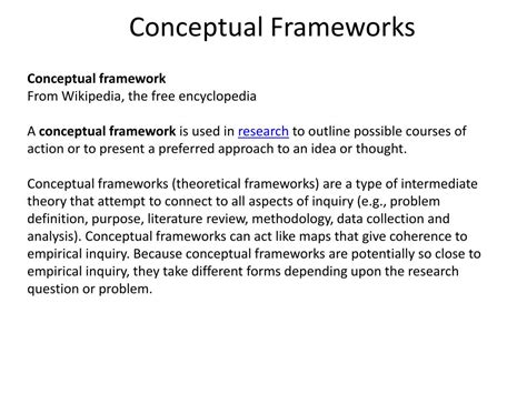 Conceptual definition (plural conceptual definitions). PPT - Conceptual Frameworks PowerPoint Presentation, free ...
