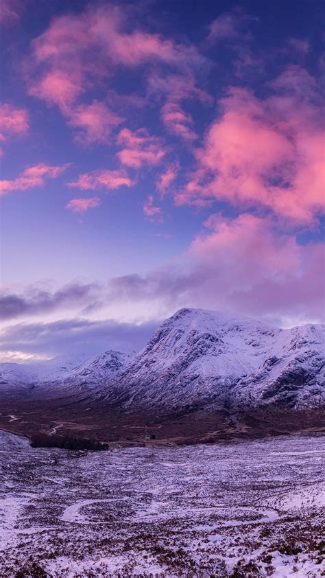 Pink Clouds Over The Snowy Mountains Wallpaper Backiee