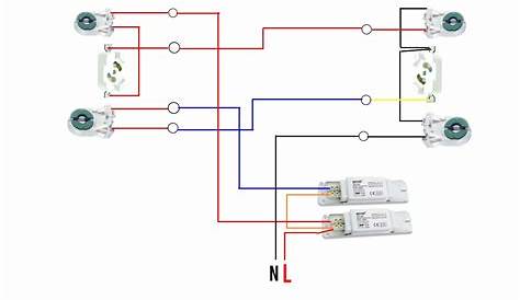 Single And Double Tube Fluorescent Lighting Circuit. Simple Vector