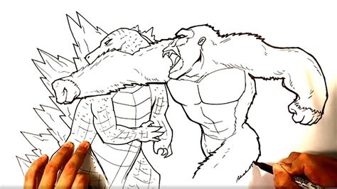 How To Draw King Kong Punching Godzilla In The Face Easy Drawings