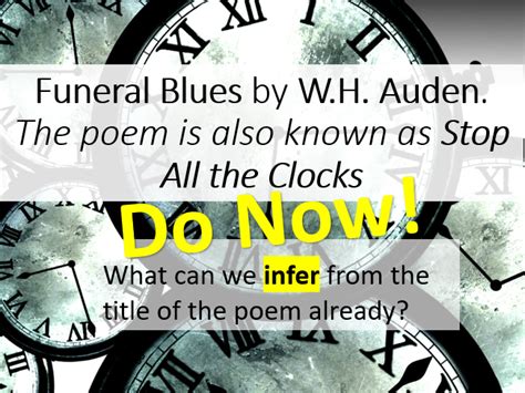 Poem Analysis Wh Auden Funeral Blues Teaching Resources