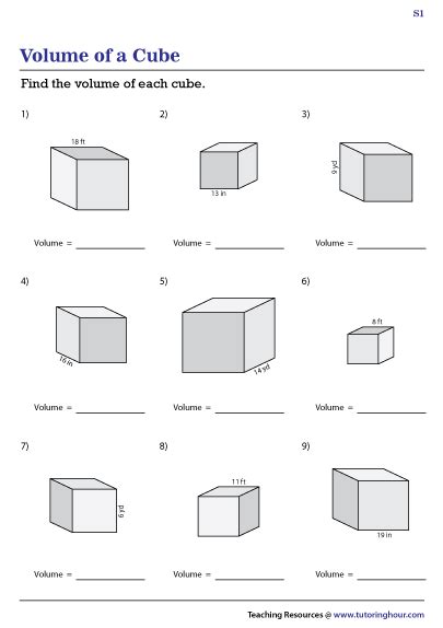 Volume Of Cubes Worksheets
