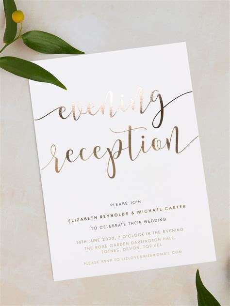 Wedding Evening Reception Invitation Cards Script Collection Etsy