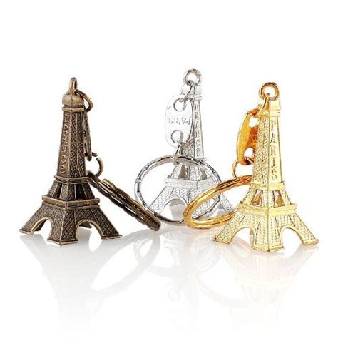 Set Of 12 Eiffel Tower Key Chain Souvenirs In Gold Bronze Silver