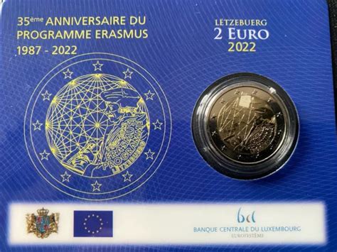 Coincard 2€ Luxembourg 2022 Commémorative Erasmus Poinçon Mdp 7500