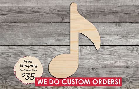 Music Note Wooden Craft Shape Wood Cutout Home Decor Laser Etsy