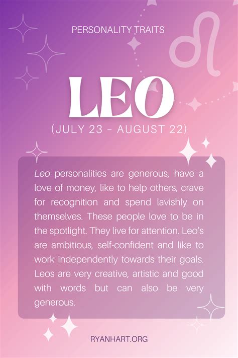 Leo Personality Traits Dates July 23 August 22 Ryan Hart
