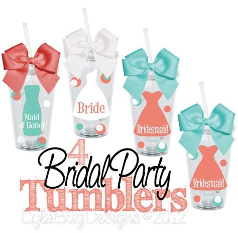 Set Of 4 Bridal Party Ts Personalized 16oz By Lylabugdesigns