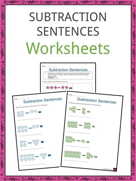 Subtraction Sentences Worksheets | Addition & Subtraction Sentence