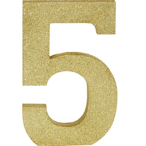 Glitter Gold Number 5 Sign 5 12in X 9in Party City