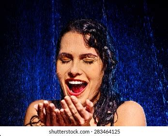 Wet Woman Face Water Drop Moisturizing Stock Photo Edit Now
