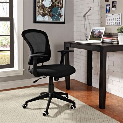 Modway Poise Mesh Back Office Chair With Mesh Padded Seat In Black