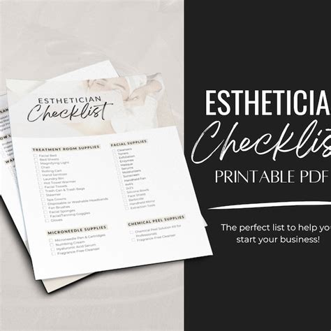 Esthetician Checklist Printable Pdf Esthetician Supply List Printable Download Etsy