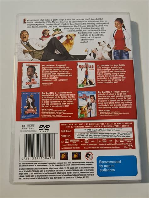dr dolittle 4 pack movie dvd eddie murphy kyla pratt comedy tracked postage ebay