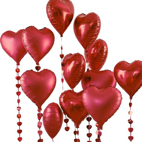 Folijas Baloni Red Heart Balloons Heart Streamers Manilla