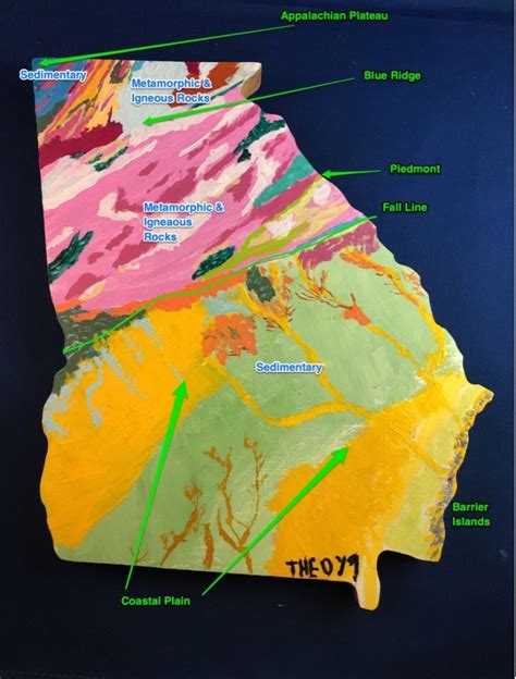 This city located in the 'georgia gold belt' and you can still find gold in the rivers and creeks near dahlonega. Acrylic Painting of the Geologic Map of Georgia | The Art of Teaching Science
