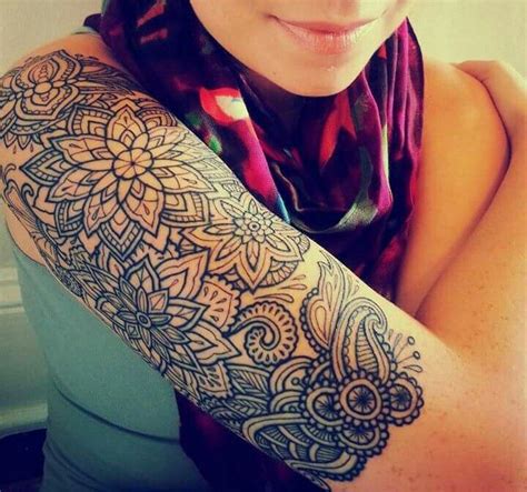 Upper Arm Mandala Half Sleeve Tattoo Female