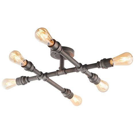 A bedroom without a decent ceiling light is incomplete. Industrial Pipe Semi Flush Ceiling Light - Lightbox