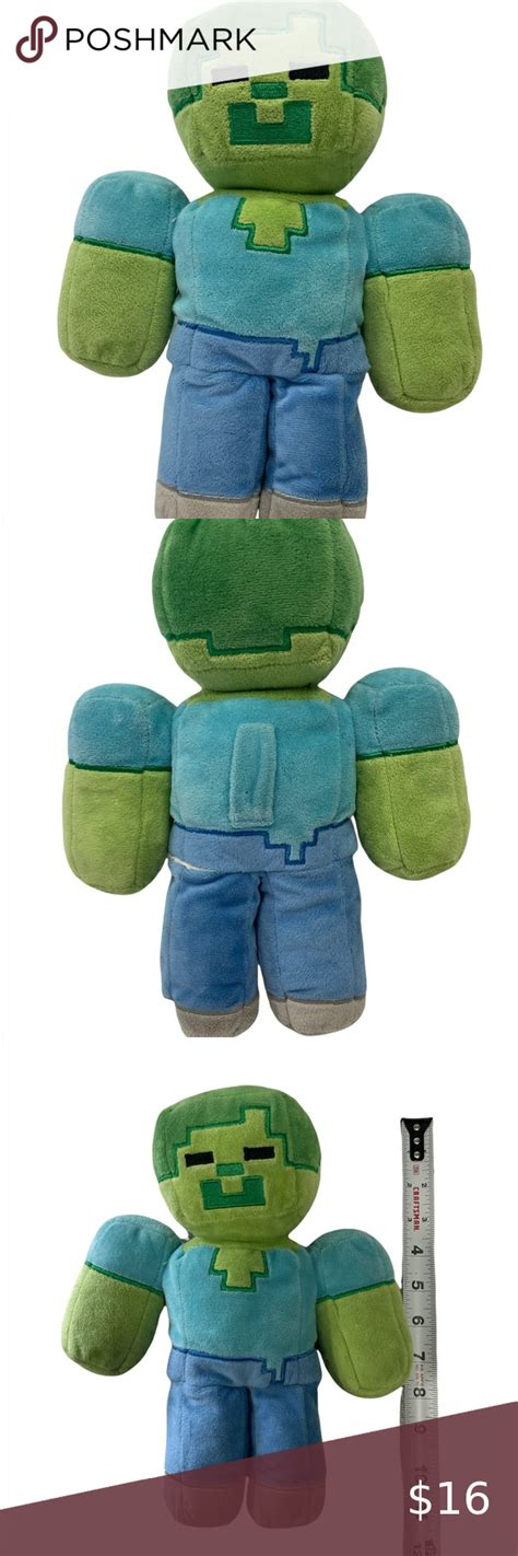 Minecraft Zombie Pillow Plush 14” Mojang Stuffed Figure Creeper