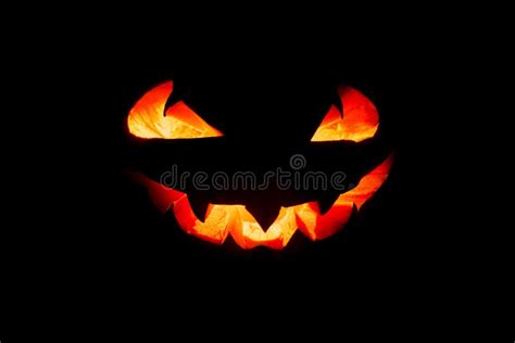 Halloween Pumpkin Smile And Scary Eyes For Party Night Close Up View