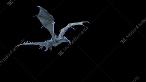 Realistic Ice Dragon Flying And Breathing Blue Flame Loop With Alpha