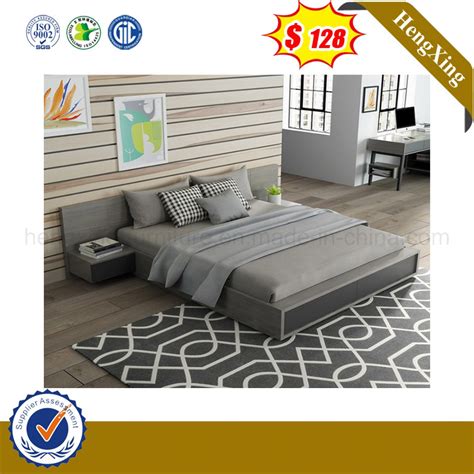 China Fashion Melamine Mdf Hotel Bedroom Furniture Queen Size Bed Hx