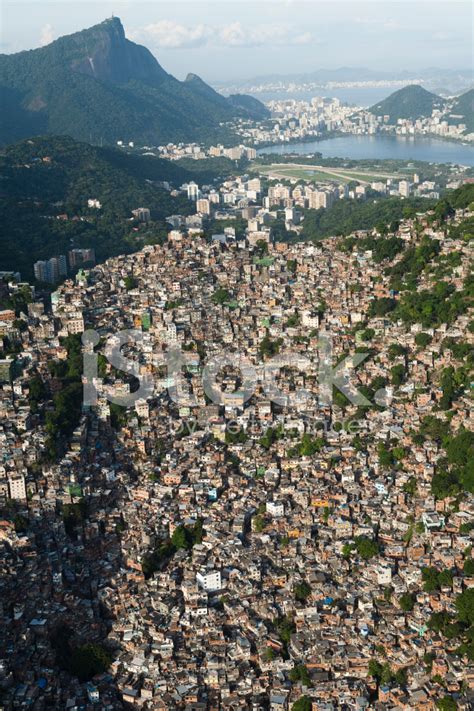 Aerial View Favela Da Rocinha Rio De Janeiro Stock Photos