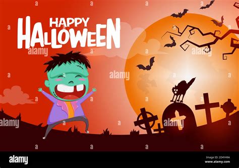 Halloween Zombie Character Vector Background Concept Happy Halloween
