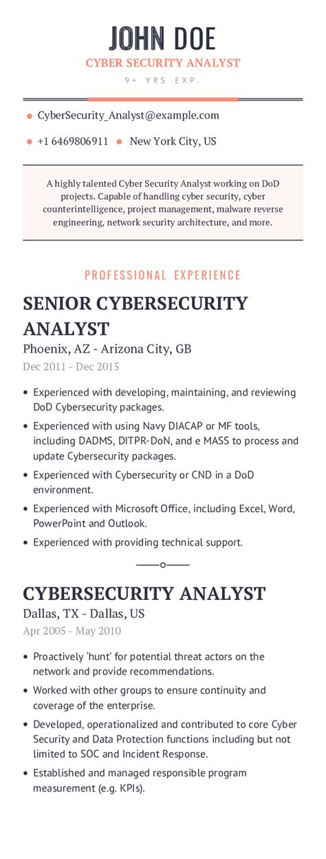 Cyber security and information technology jobs are hot. Cyber Security Analyst Resume Example With Content Sample ...