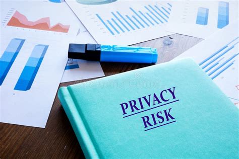 Financial Concept About Privacy Risk With Sign On The Book Cover Stock