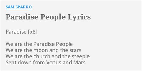 Paradise People Lyrics By Sam Sparro Paradise We Are The