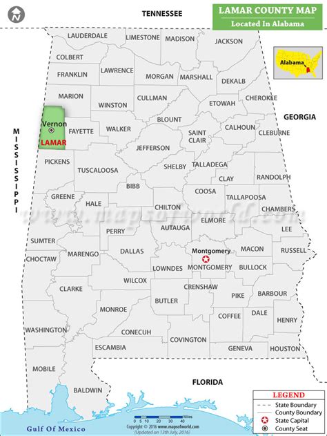 Lamar County Map Alabama