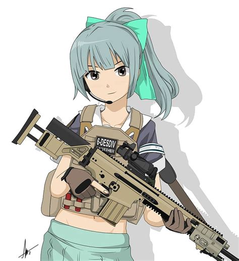 Free Download Hd Wallpaper Anime Girls Assault Rifle Fn Scar