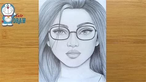 How To Draw A Girl Face With Glasses For Beginners Step