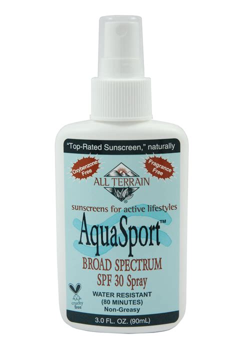 Get performance ratings and pricing on the equate (walmart) in our lab tests, sunscreens models like the sport lotion spf 50 are rated on multiple criteria, such. All Terrain AquaSport Sunscreen Spray SPF 30, 3 Fl Oz ...