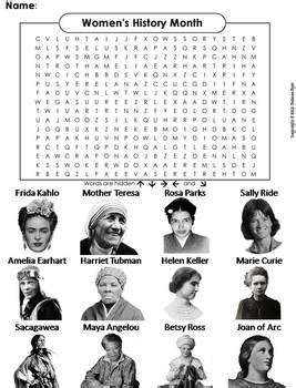 Women S History Month Activity Word Search Worksheet By Science Spot