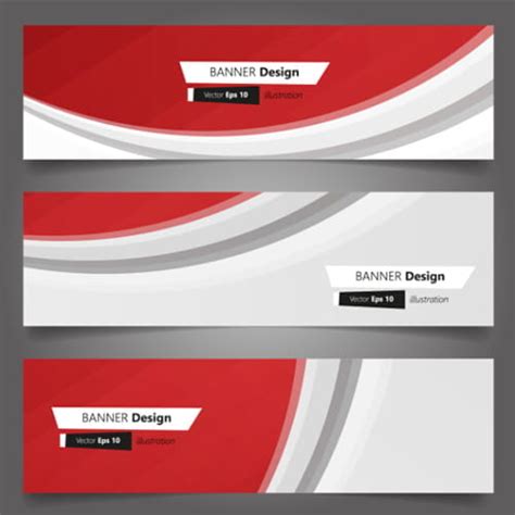 Red Wavy Banners Vector Set Ai Uidownload