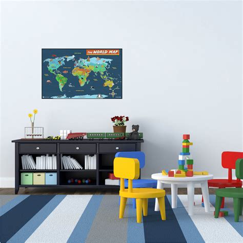 Illustrated World Map Poster For Kids Laminated Young N Refined