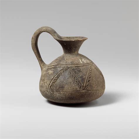 Terracotta Jug With Incised Decoration Cypriot Late Bronze Age