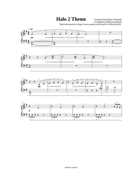 Halo Theme For Easy Piano Beginner Solo Sheet Music For Piano