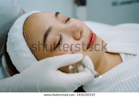 Beautician Using Equipment Cleaning Acne On Stock Photo 1836100129