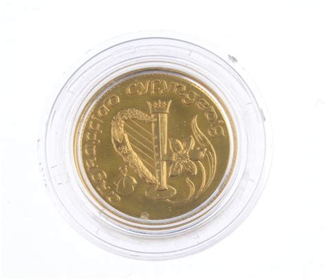 Wales Quarter Ounce Welsh Gold Sovereign Medal 1989 Dragon Left