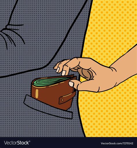 Thief Steals Wallet From Pocket Pop Art Royalty Free Vector