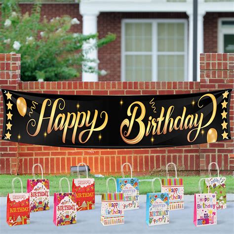 Buy Black Gold Party Banner Happy Birthday Banner Birthday Sign And