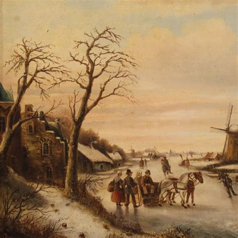 Antiques Atlas 19th Century Flemish Winter Landscape Painting