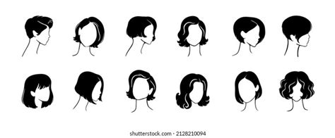 Beautiful Silhouettes Woman Short Hair Set Stock Vector Royalty Free