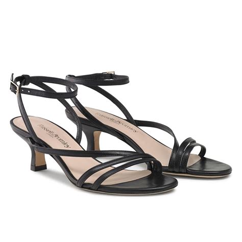 Sicilia Kitten Heel Sandal In Black Leather Russell And Bromley