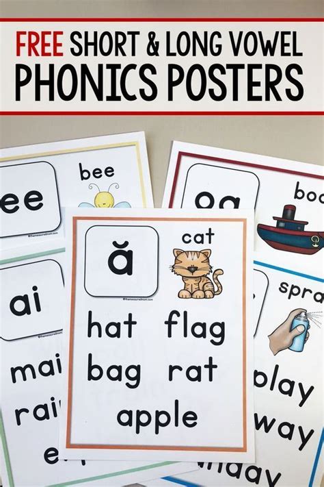 Free Printable Phonics Vowel Posters Phonics Posters Phonics Free
