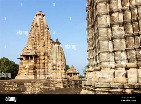 Khajuraho Madhya Pradesh India Vishvanatha Temple Left And
